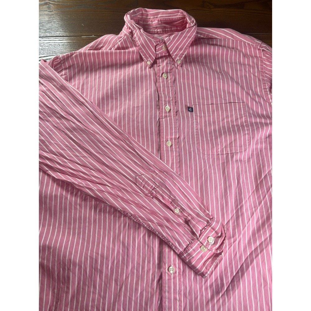 Men's Brooks Brothers 346 Long Sleeve Button Down Large Pink And White Stripped